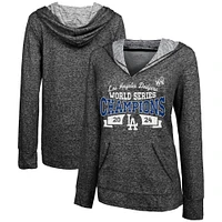 Women's Majestic Threads Black Los Angeles Dodgers 2024 World Series Champions Doubleface Slub Pullover Hoodie