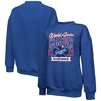 Women's Majestic Threads Royal Los Angeles Dodgers 2024 World Series Champions Tri-Blend Pullover Sweatshirt