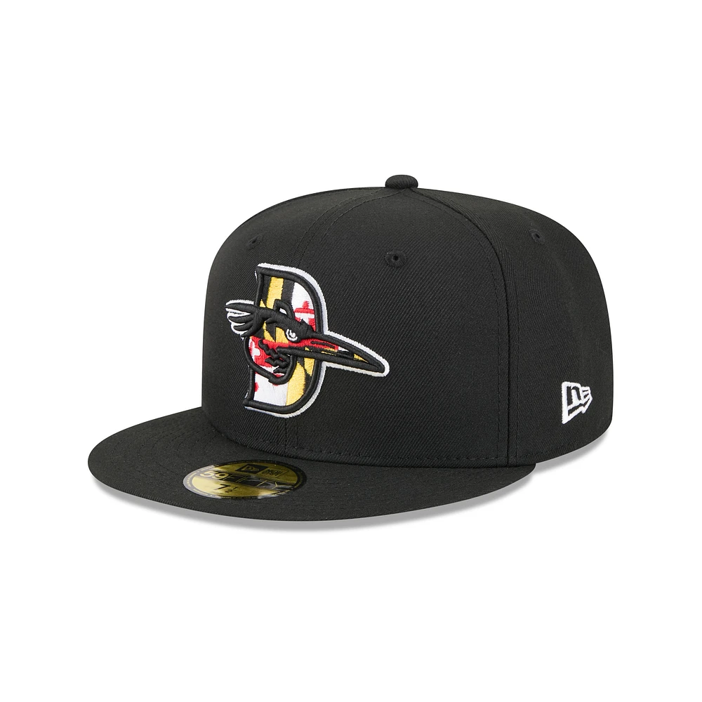 Men's New Era Black Delmarva Shorebirds Theme Nights 59FIFTY Fitted Hat