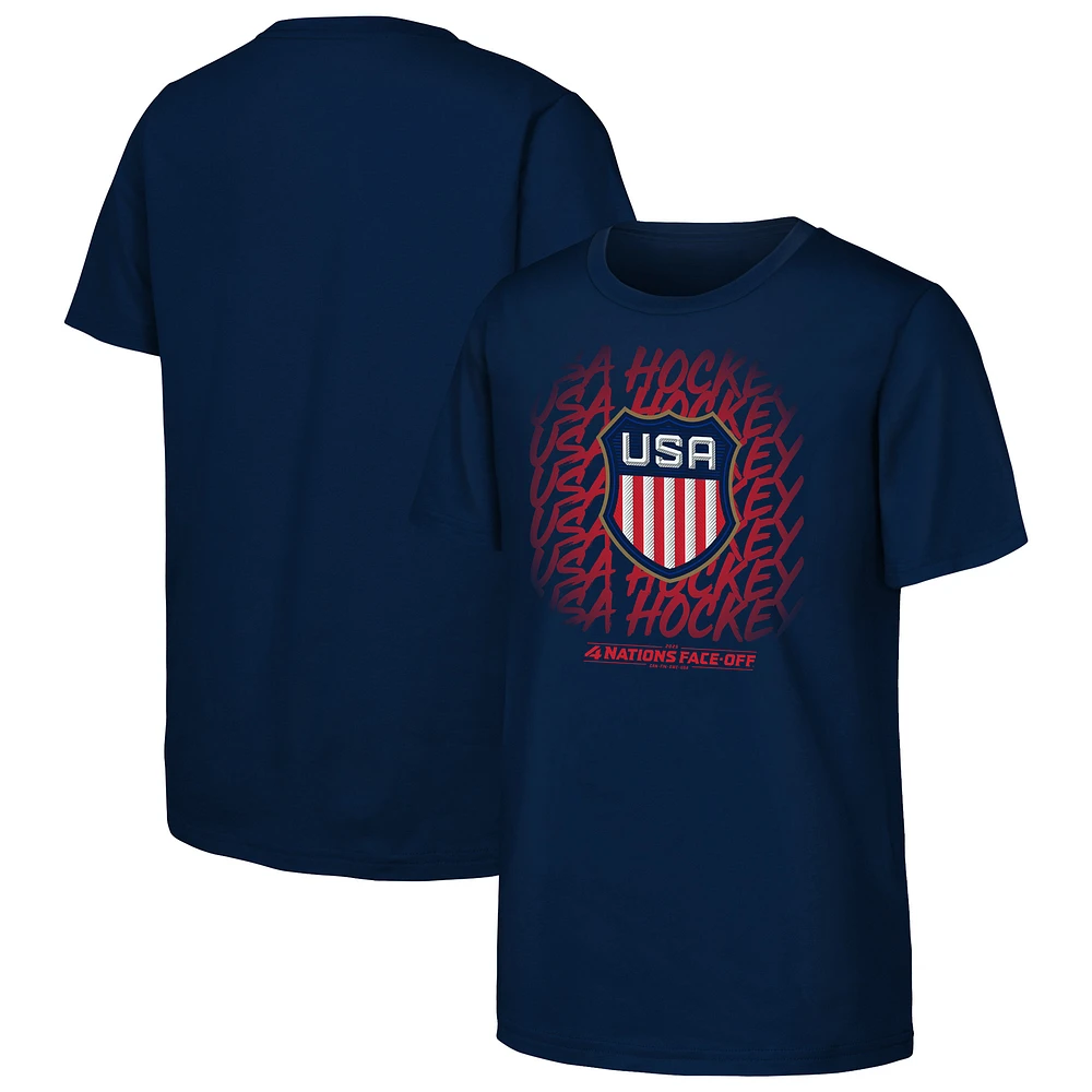 Youth Navy USA 2025 4 Nations Face-Off Game Time T-Shirt