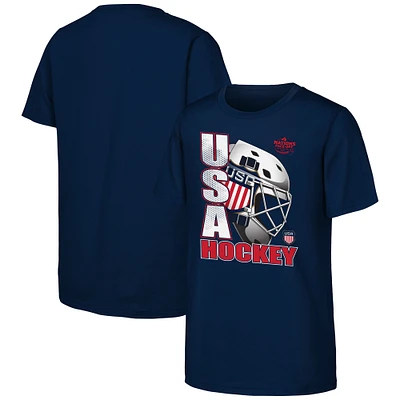 Youth Navy USA 2025 4 Nations Face-Off Goalie Strong T-Shirt