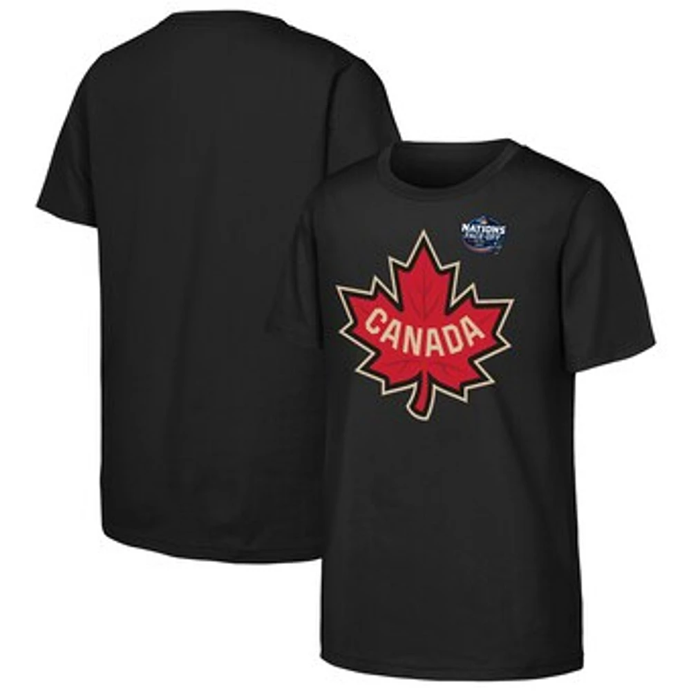 Youth Black Canada 2025 4 Nations Face-Off Primary Logo T-Shirt