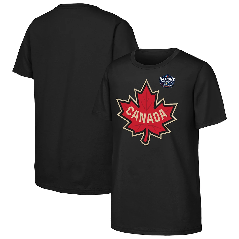 Youth Black Canada 2025 4 Nations Face-Off Primary Logo T-Shirt