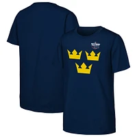 Youth Navy Sweden 2025 4 Nations Face-Off Primary Logo T-Shirt