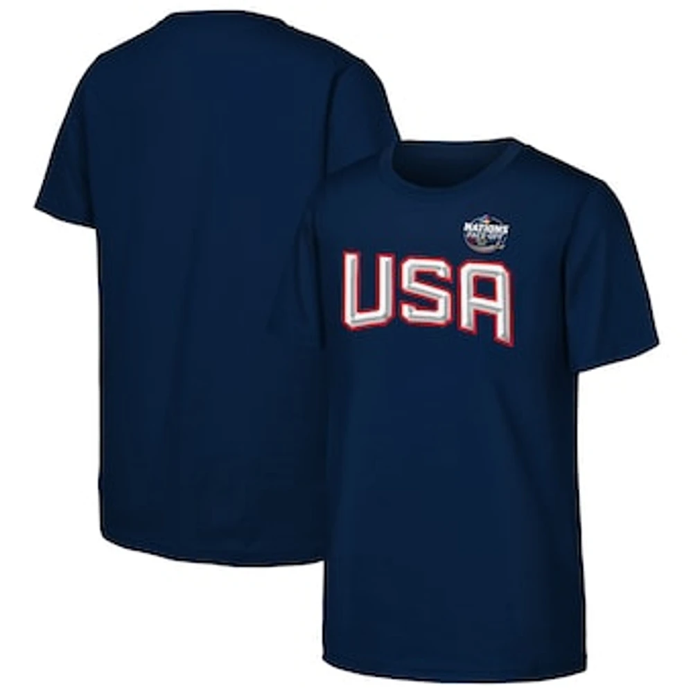 Youth Navy USA 2025 4 Nations Face-Off Primary Logo T-Shirt