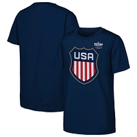 Youth Navy USA 2025 4 Nations Face-Off Secondary Logo T-Shirt