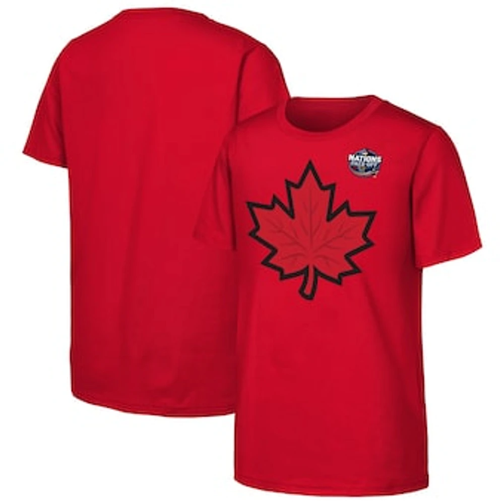 Youth Red Canada 2025 4 Nations Face-Off Secondary Logo T-Shirt