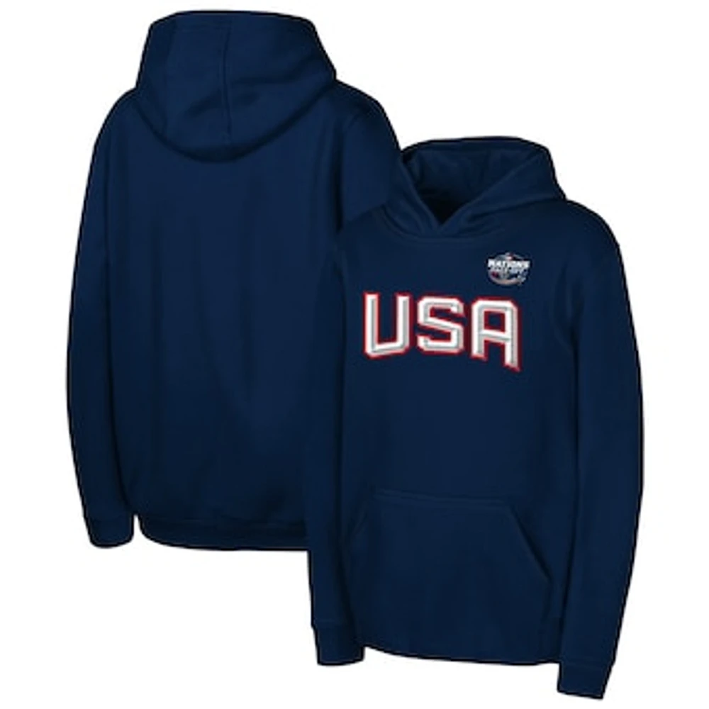 Youth Navy USA 2025 4 Nations Face-Off Primary Logo Pullover Hoodie