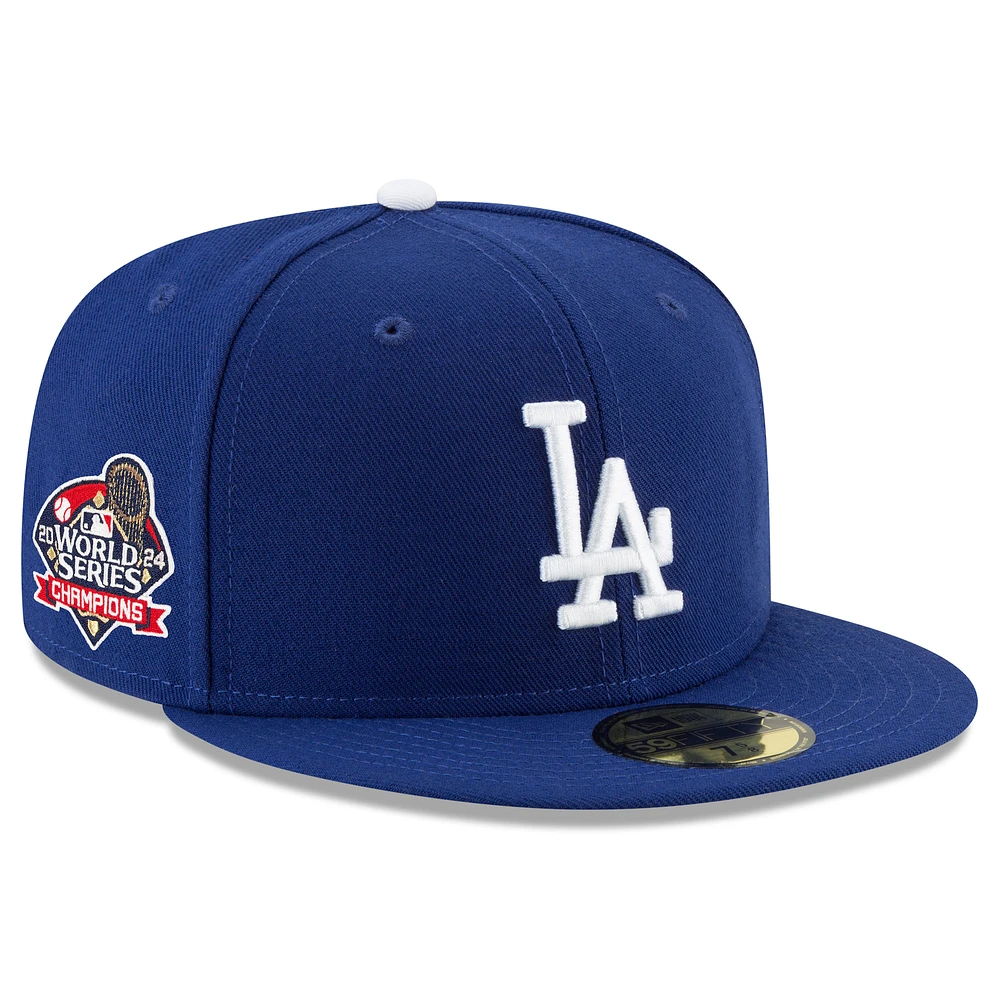 Men's New Era Royal Los Angeles Dodgers 2024 World Series Champions Side Patch 59FIFTY Fitted Hat