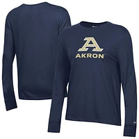 Women's Champion  Navy Akron Zips Core Long Sleeve T-Shirt