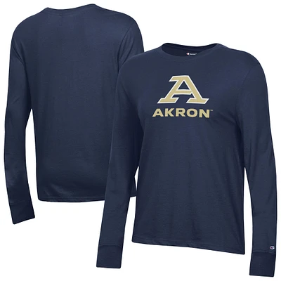 Women's Champion  Navy Akron Zips Core Long Sleeve T-Shirt