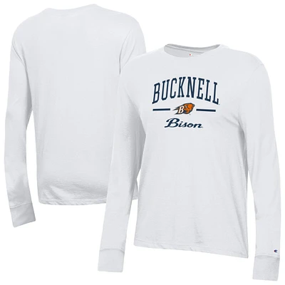 Women's Champion  White Bucknell Bison Core Long Sleeve T-Shirt