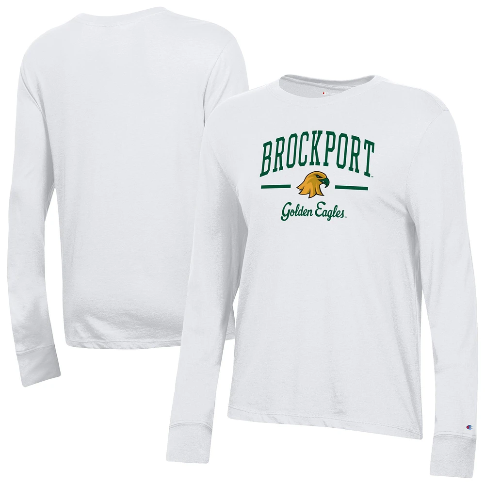 Women's Champion White SUNY Brockport Golden Eagles Core Long Sleeve T-Shirt