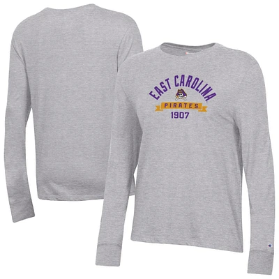 Women's Champion  Gray ECU Pirates Core Long Sleeve T-Shirt