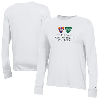 Women's Champion  White Hobart & William Smith Colleges Core Long Sleeve T-Shirt