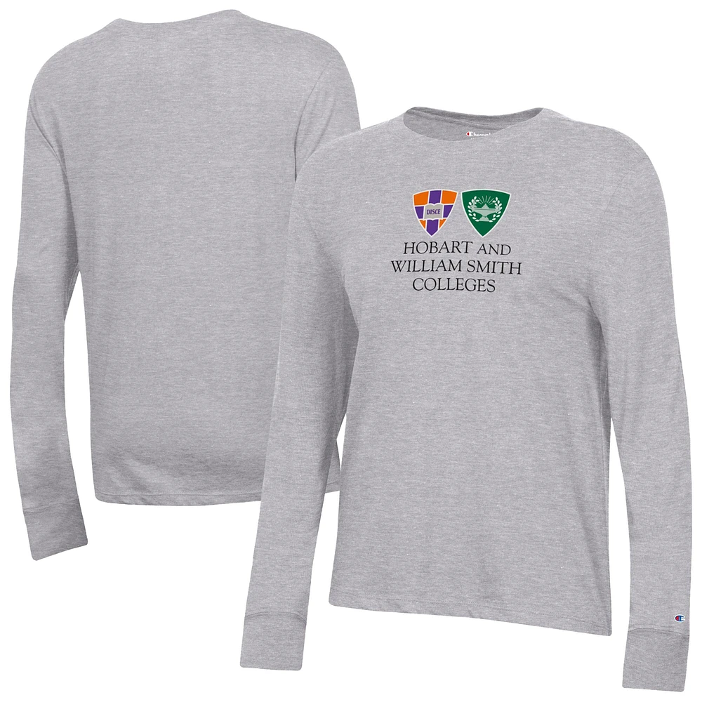 Women's Champion Gray Hobart & William Smith Colleges Core Long Sleeve T-Shirt