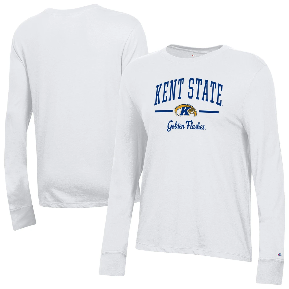 Women's Champion  White Kent State Golden Flashes Core Long Sleeve T-Shirt