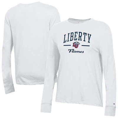 Women's Champion  White Liberty Flames Core Long Sleeve T-Shirt