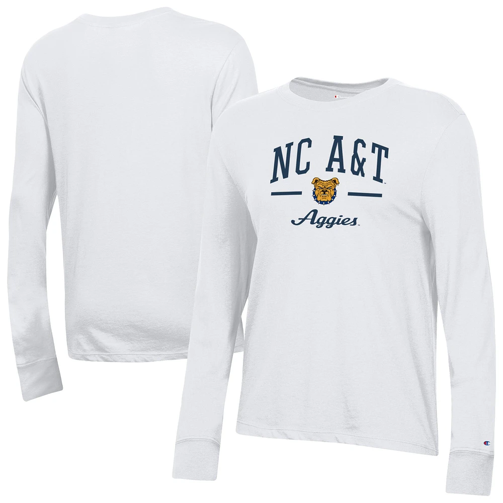 Women's Champion White North Carolina A&T Aggies Core Long Sleeve T-Shirt