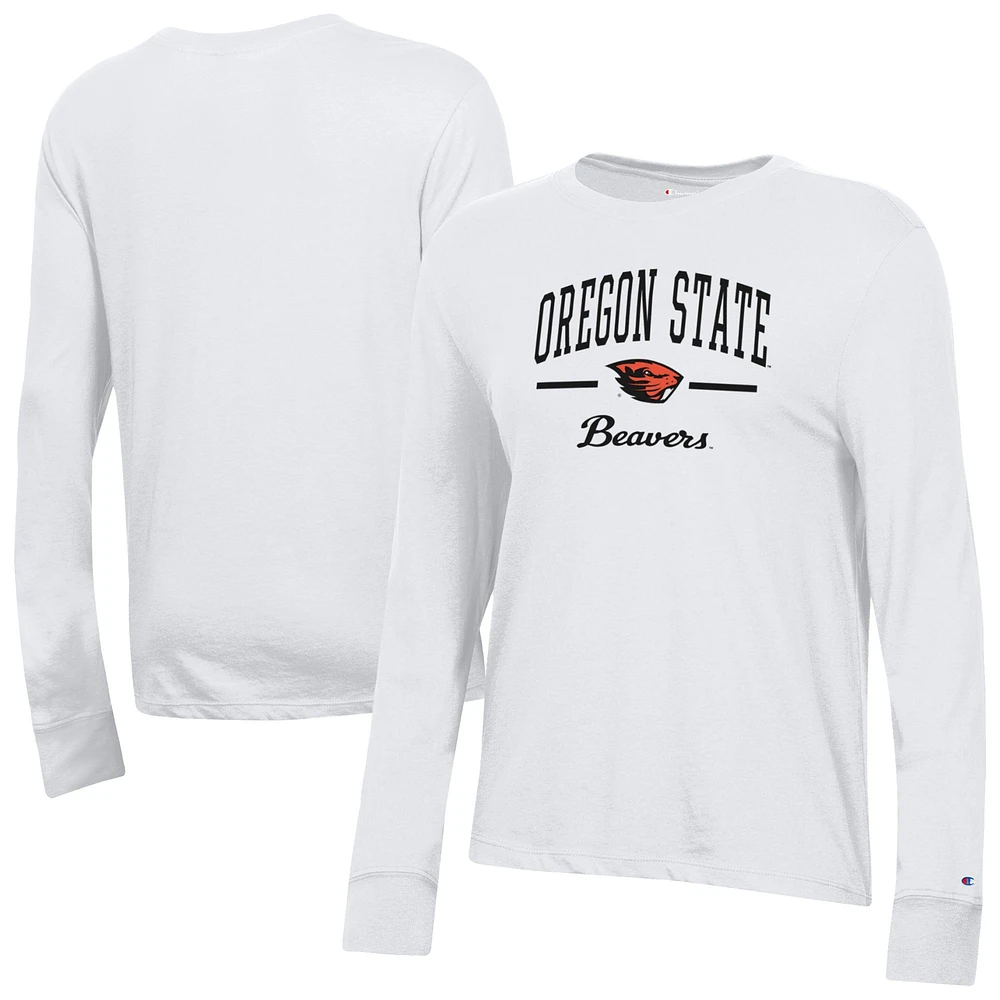 Women's Champion White Oregon State Beavers Core Long Sleeve T-Shirt