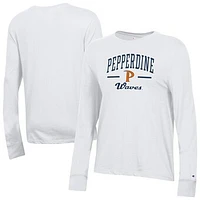 Women's Champion  White Pepperdine Waves Core Long Sleeve T-Shirt