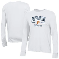 Women's Champion  White Pepperdine Waves Core Long Sleeve T-Shirt