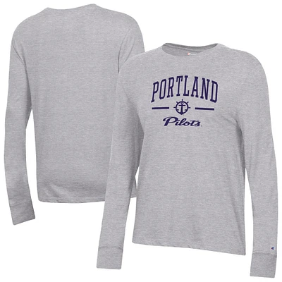 Women's Champion  Gray Portland Pilots Core Long Sleeve T-Shirt