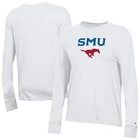 Women's Champion  White SMU Mustangs Core Long Sleeve T-Shirt
