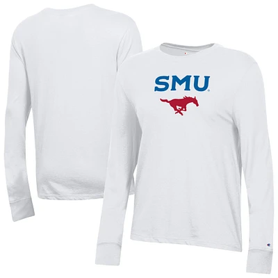 Women's Champion  White SMU Mustangs Core Long Sleeve T-Shirt