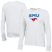 Women's Champion  White SMU Mustangs Core Long Sleeve T-Shirt