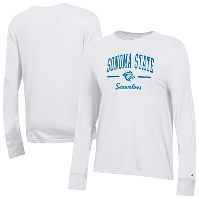 Women's Champion  White Sonoma State Seawolves Core Long Sleeve T-Shirt