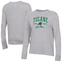 Women's Champion  Gray Tulane Green Wave Core Long Sleeve T-Shirt