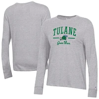 Women's Champion  Gray Tulane Green Wave Core Long Sleeve T-Shirt