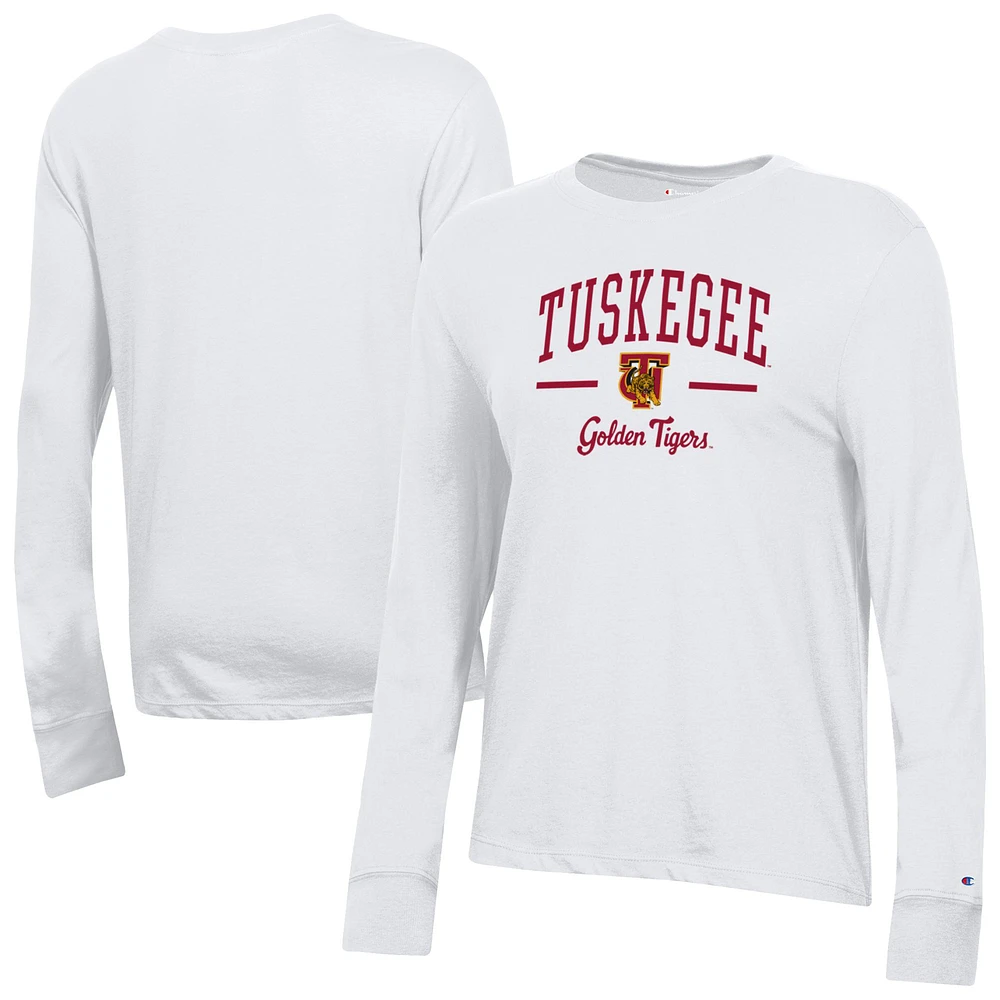 Women's Champion White Tuskegee Golden Tigers Core Long Sleeve T-Shirt