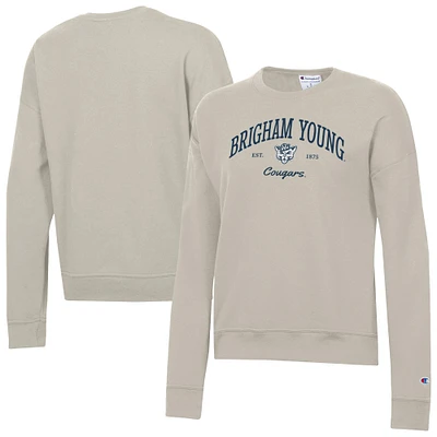 Women's Champion  Oatmeal BYU Cougars Powerblend Pullover Sweatshirt