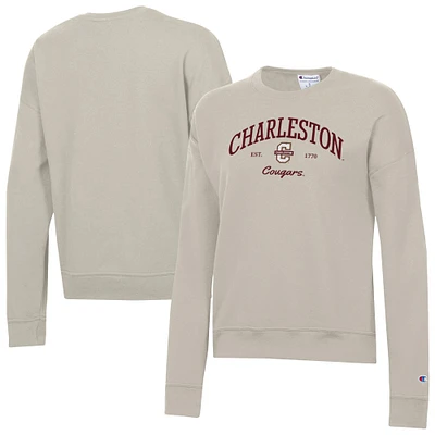 Women's Champion  Oatmeal Charleston Cougars Powerblend Pullover Sweatshirt