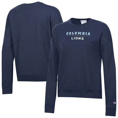 Women's Champion  Navy Columbia University Powerblend Pullover Sweatshirt