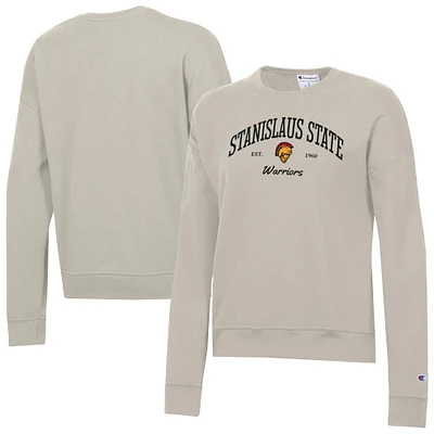 Women's Champion  Oatmeal Cal State Stanislaus Warriors Powerblend Pullover Sweatshirt