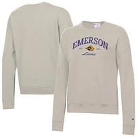 Women's Champion  Oatmeal Emerson College Lions Powerblend Pullover Sweatshirt