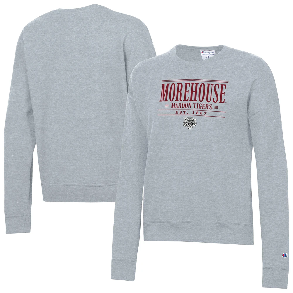 Women's Champion Gray Morehouse Maroon Tigers Powerblend Pullover Sweatshirt