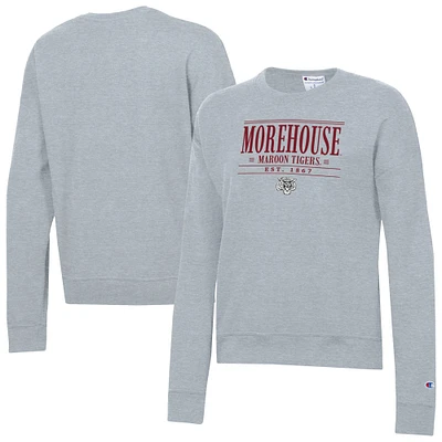 Women's Champion  Gray Morehouse Maroon Tigers Powerblend Pullover Sweatshirt