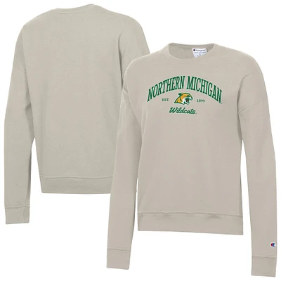 Women's Champion  Oatmeal Northern Michigan Wildcats Powerblend Pullover Sweatshirt