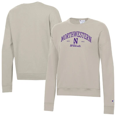 Women's Champion  Oatmeal Northwestern Wildcats Powerblend Pullover Sweatshirt