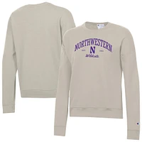 Women's Champion  Oatmeal Northwestern Wildcats Powerblend Pullover Sweatshirt