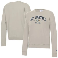 Women's Champion  Oatmeal Saint Joseph's College Pumas Powerblend Pullover Sweatshirt