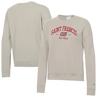 Women's Champion  Oatmeal Saint Francis Red Flash Powerblend Pullover Sweatshirt