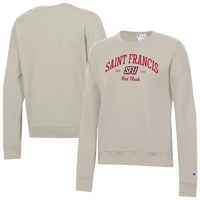 Women's Champion  Oatmeal Saint Francis Red Flash Powerblend Pullover Sweatshirt