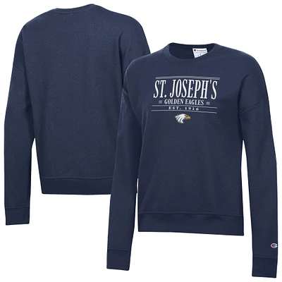 Women's Champion  Navy Saint Joseph's College Pumas Powerblend Pullover Sweatshirt