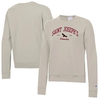 Women's Champion  Oatmeal Saint Joseph's Hawks Powerblend Pullover Sweatshirt