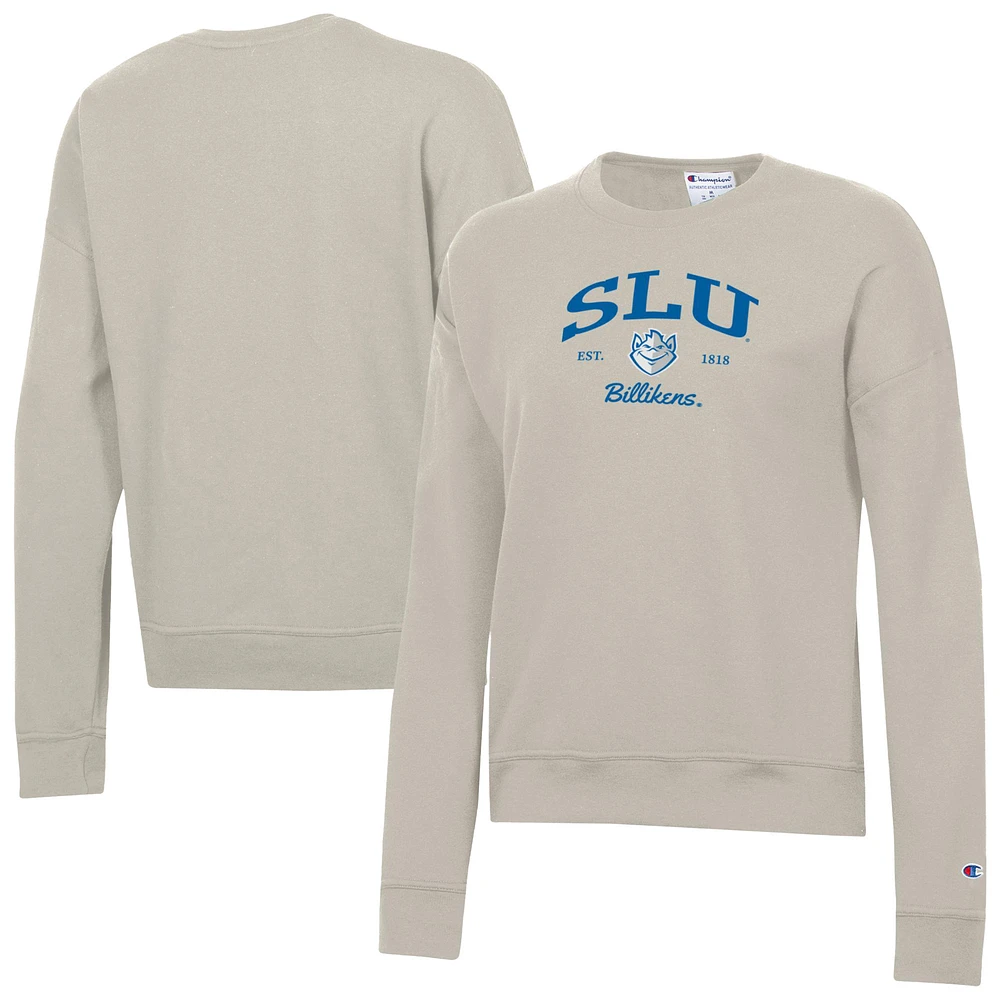 Women's Champion Oatmeal Saint Louis Billikens Powerblend Pullover Sweatshirt